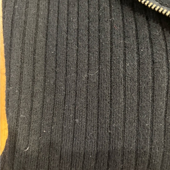 Sezane Black Ribbed Merino/Cotton blend half-zip Sweater - Picture 7 of 8